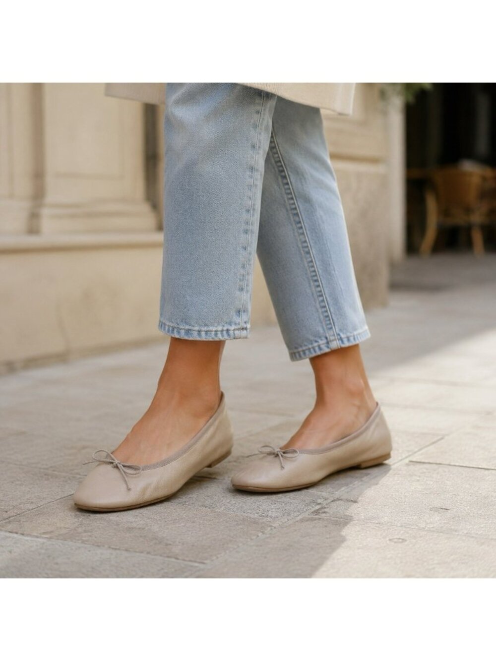 ZARA Woman Beige Soft Leather Ballet Flats Round Toe Women’s M US 9 EU 41 - Picture 1 of 7